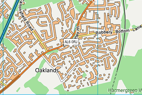AL6 0RJ map - OS VectorMap District (Ordnance Survey)