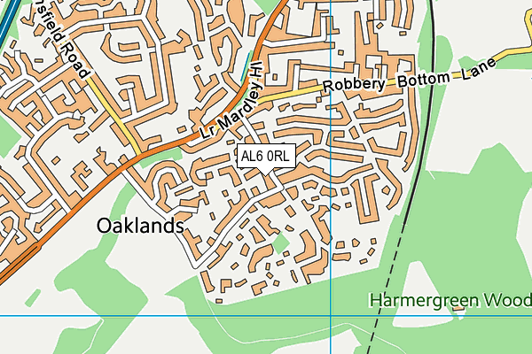 AL6 0RL map - OS VectorMap District (Ordnance Survey)