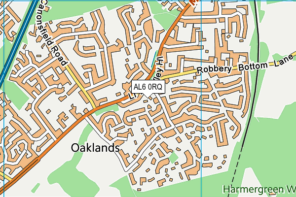 AL6 0RQ map - OS VectorMap District (Ordnance Survey)