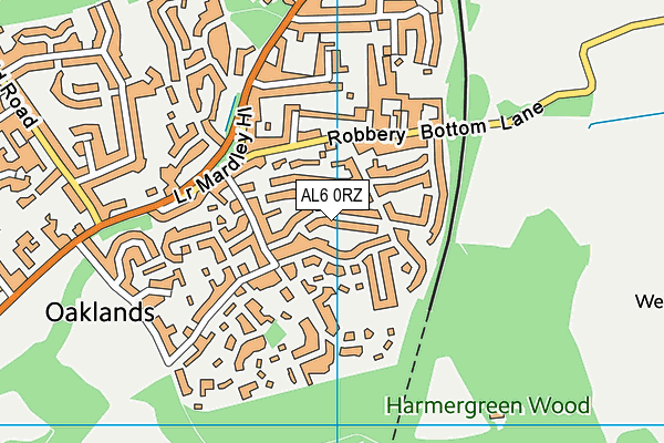 AL6 0RZ map - OS VectorMap District (Ordnance Survey)
