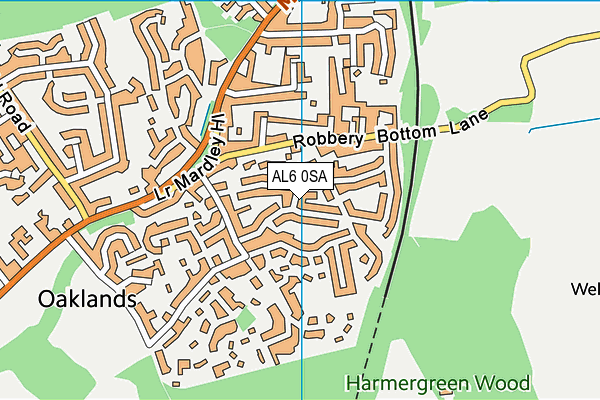 AL6 0SA map - OS VectorMap District (Ordnance Survey)