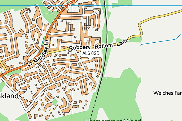 AL6 0SD map - OS VectorMap District (Ordnance Survey)