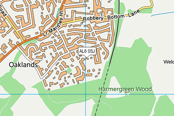 AL6 0SJ map - OS VectorMap District (Ordnance Survey)