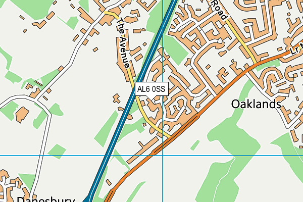 AL6 0SS map - OS VectorMap District (Ordnance Survey)