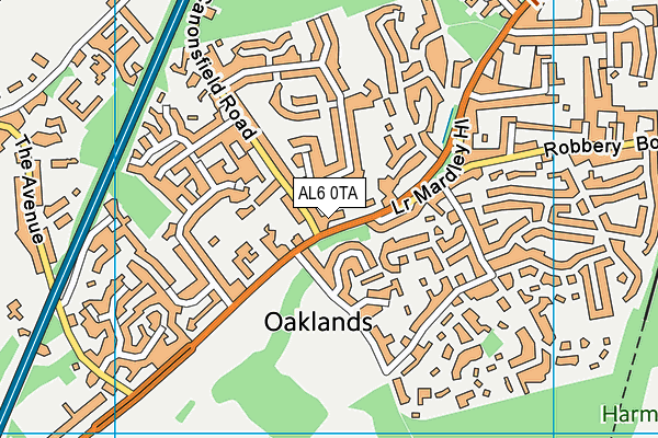 AL6 0TA map - OS VectorMap District (Ordnance Survey)