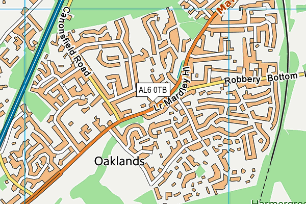 AL6 0TB map - OS VectorMap District (Ordnance Survey)