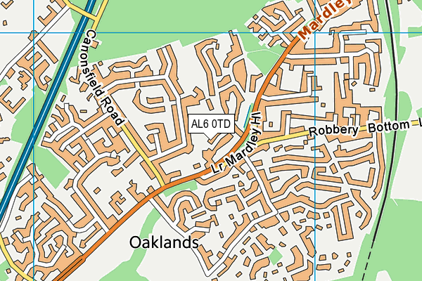 AL6 0TD map - OS VectorMap District (Ordnance Survey)