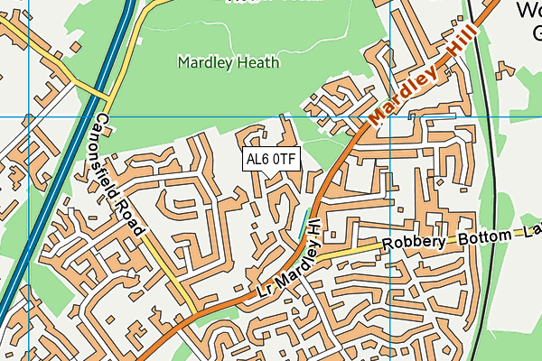 AL6 0TF map - OS VectorMap District (Ordnance Survey)