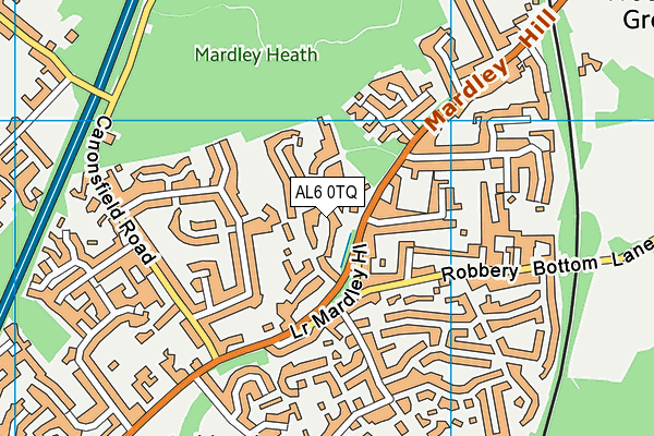 AL6 0TQ map - OS VectorMap District (Ordnance Survey)