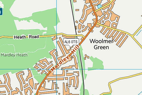 AL6 0TS map - OS VectorMap District (Ordnance Survey)