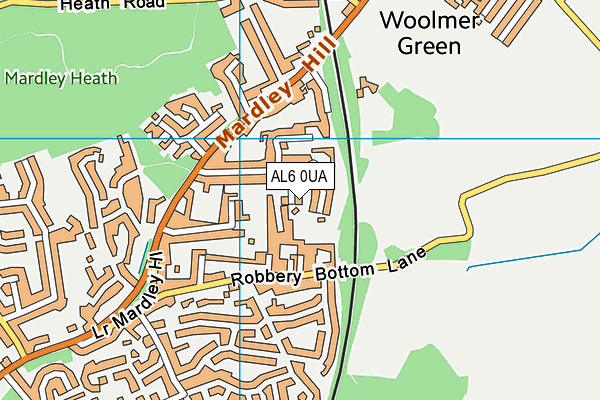 AL6 0UA map - OS VectorMap District (Ordnance Survey)