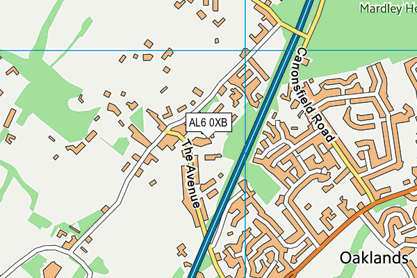 AL6 0XB map - OS VectorMap District (Ordnance Survey)