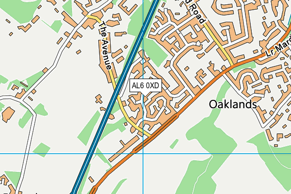 AL6 0XD map - OS VectorMap District (Ordnance Survey)