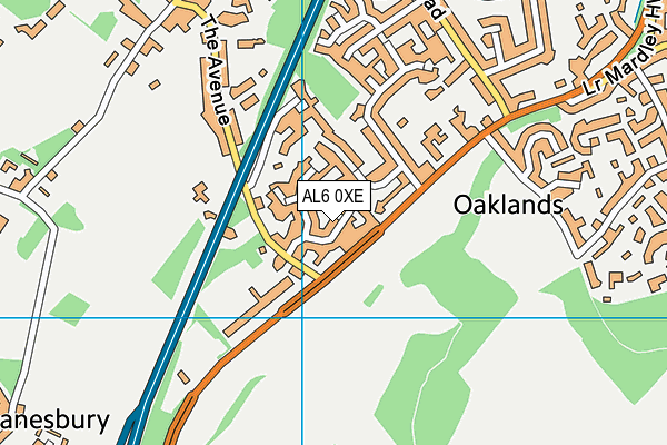 AL6 0XE map - OS VectorMap District (Ordnance Survey)