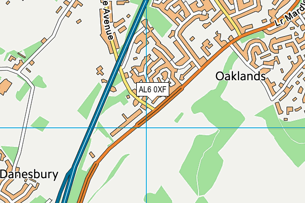 AL6 0XF map - OS VectorMap District (Ordnance Survey)