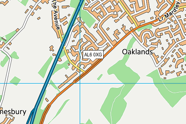 AL6 0XG map - OS VectorMap District (Ordnance Survey)