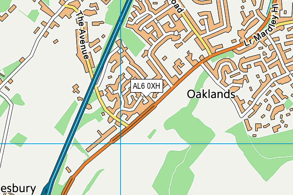 AL6 0XH map - OS VectorMap District (Ordnance Survey)