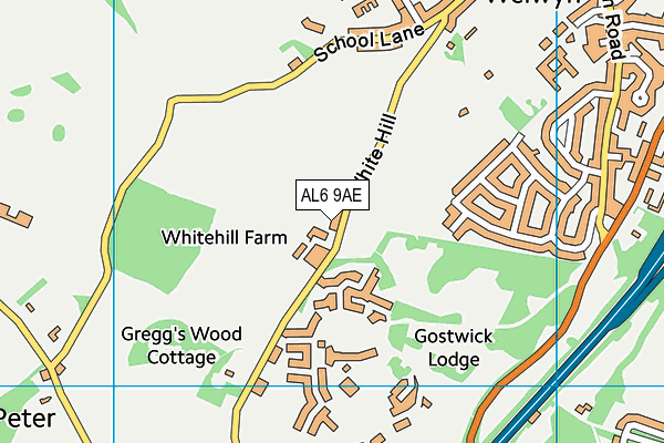 AL6 9AE map - OS VectorMap District (Ordnance Survey)