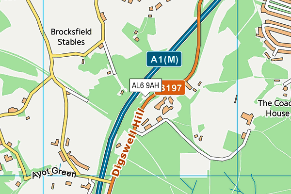 AL6 9AH map - OS VectorMap District (Ordnance Survey)