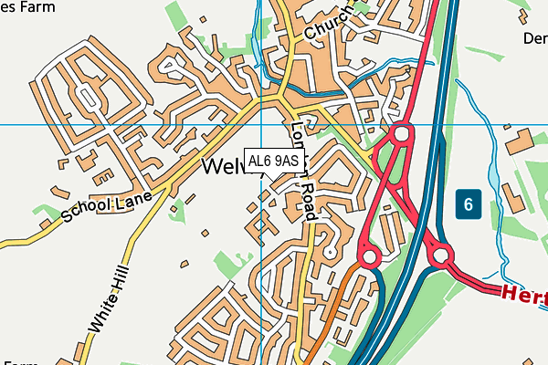 Welwyn Playing Fields map (AL6 9AS) - OS VectorMap District (Ordnance Survey)