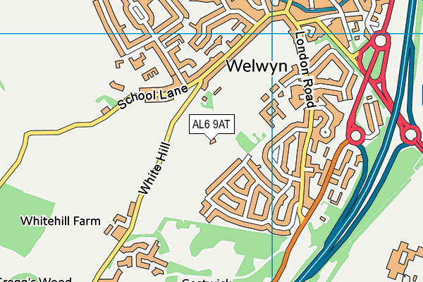 AL6 9AT map - OS VectorMap District (Ordnance Survey)