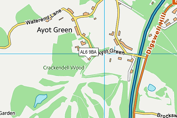 AL6 9BA map - OS VectorMap District (Ordnance Survey)