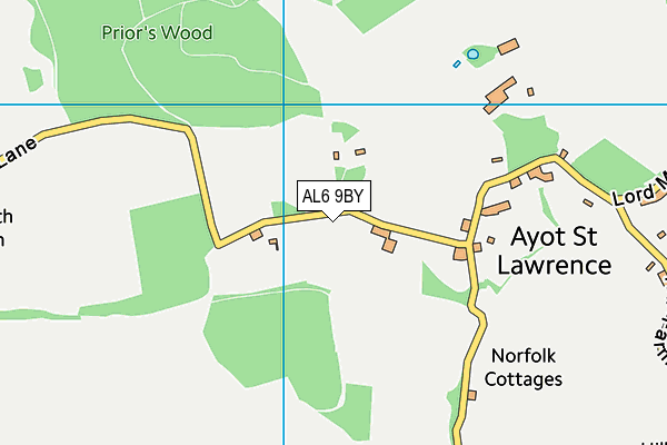 AL6 9BY map - OS VectorMap District (Ordnance Survey)