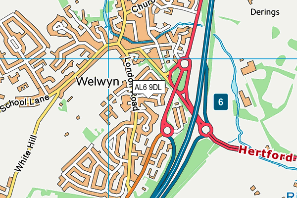 AL6 9DL map - OS VectorMap District (Ordnance Survey)