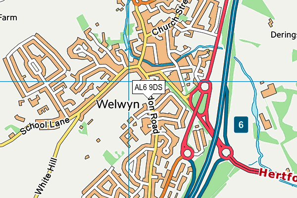 AL6 9DS map - OS VectorMap District (Ordnance Survey)