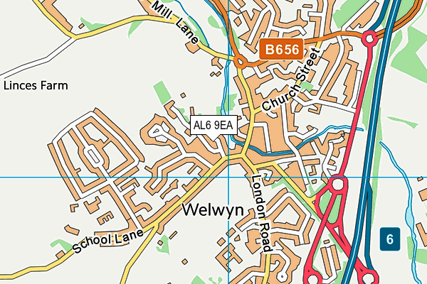 AL6 9EA map - OS VectorMap District (Ordnance Survey)