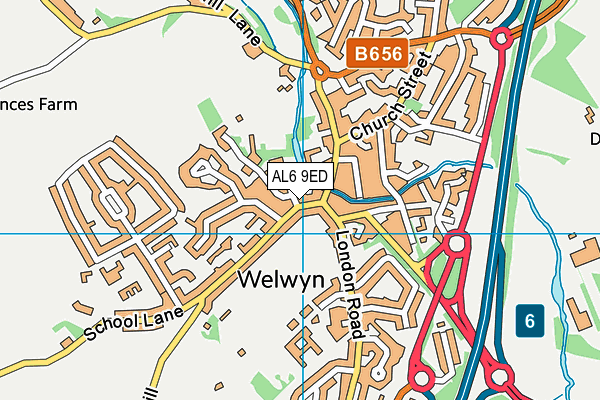 AL6 9ED map - OS VectorMap District (Ordnance Survey)