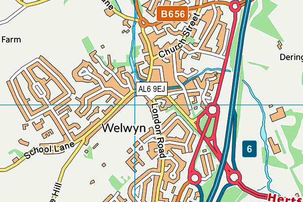 AL6 9EJ map - OS VectorMap District (Ordnance Survey)