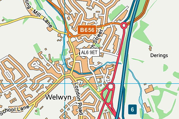 AL6 9ET map - OS VectorMap District (Ordnance Survey)