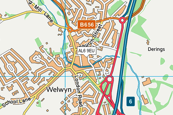 AL6 9EU map - OS VectorMap District (Ordnance Survey)