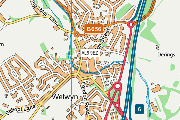 AL6 9EZ map - OS VectorMap District (Ordnance Survey)