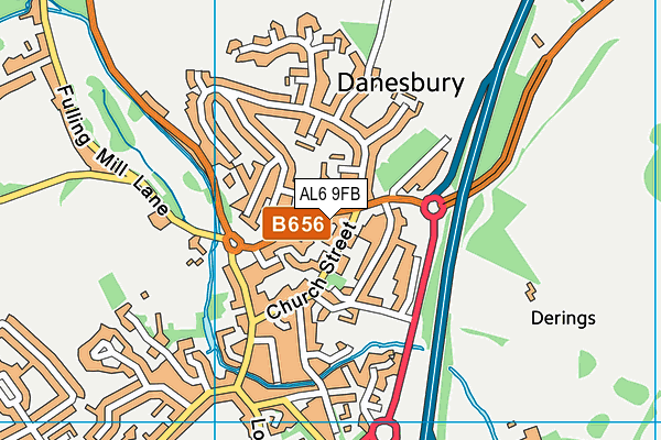 AL6 9FB map - OS VectorMap District (Ordnance Survey)