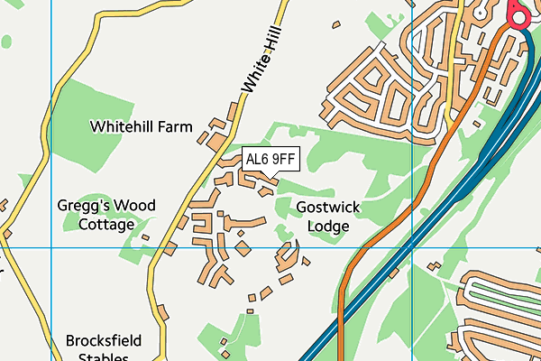 AL6 9FF map - OS VectorMap District (Ordnance Survey)