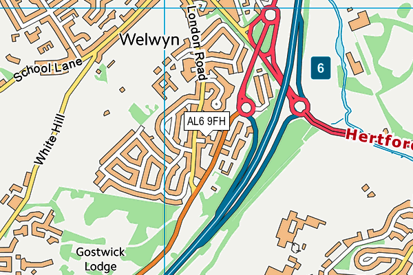 AL6 9FH map - OS VectorMap District (Ordnance Survey)