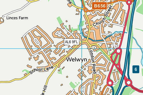 AL6 9FL map - OS VectorMap District (Ordnance Survey)