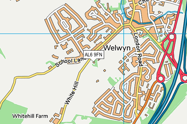 AL6 9FN map - OS VectorMap District (Ordnance Survey)