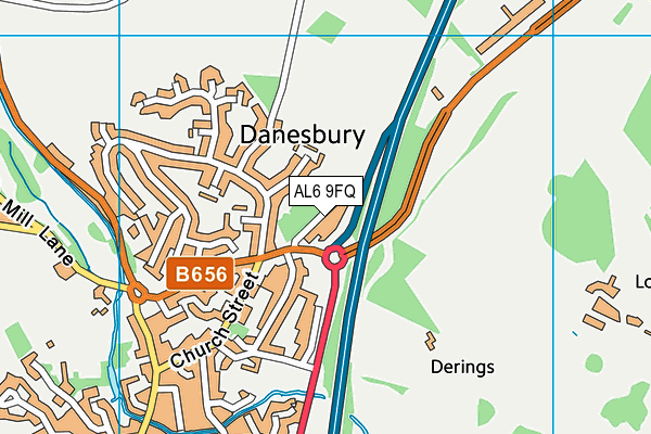 AL6 9FQ map - OS VectorMap District (Ordnance Survey)