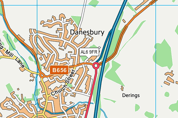 AL6 9FR map - OS VectorMap District (Ordnance Survey)