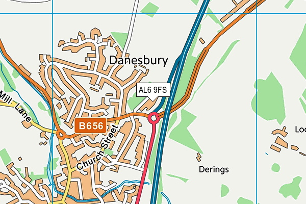 AL6 9FS map - OS VectorMap District (Ordnance Survey)