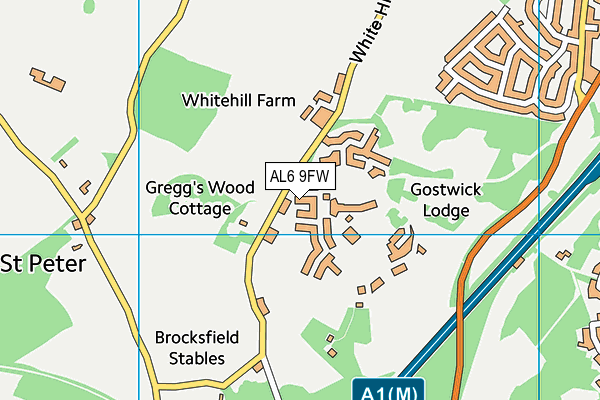 AL6 9FW map - OS VectorMap District (Ordnance Survey)