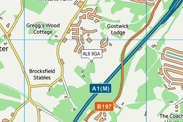 AL6 9GA map - OS VectorMap District (Ordnance Survey)