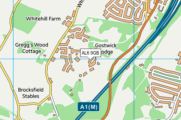 AL6 9GB map - OS VectorMap District (Ordnance Survey)