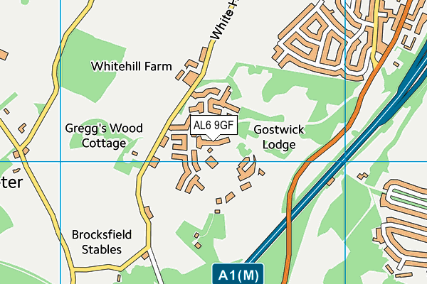 AL6 9GF map - OS VectorMap District (Ordnance Survey)