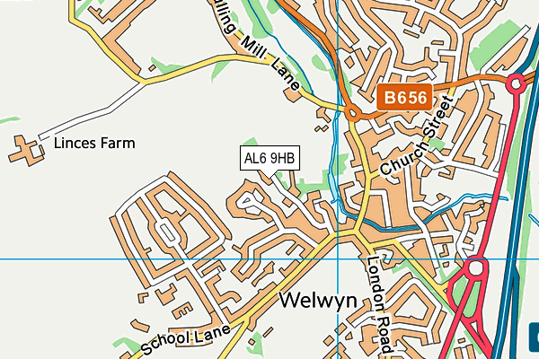 AL6 9HB map - OS VectorMap District (Ordnance Survey)
