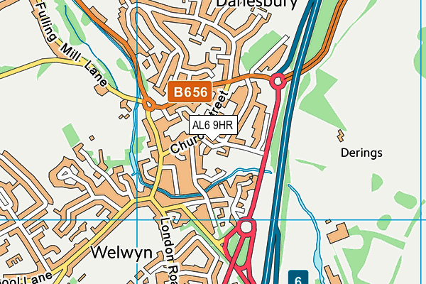 AL6 9HR map - OS VectorMap District (Ordnance Survey)