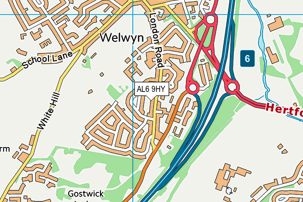 AL6 9HY map - OS VectorMap District (Ordnance Survey)